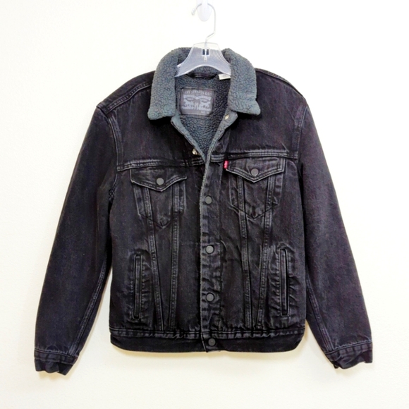 Levi's Other - Levi's Black Sherpa Lined Trucker Jacket